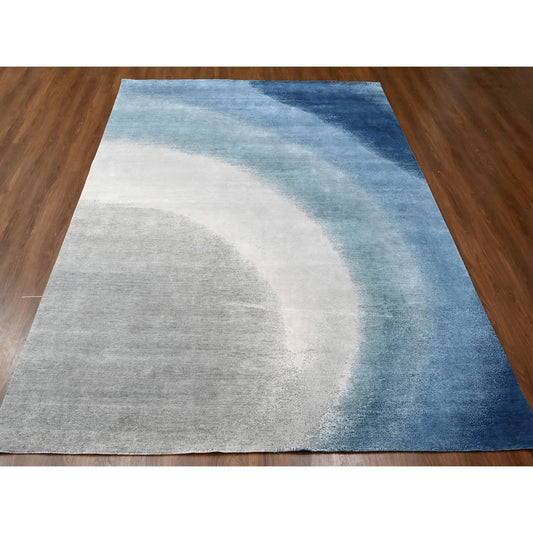Modern and Contemporary Wool Hand Knotted Rug Grey No Border 9.0X11.10 -O010059