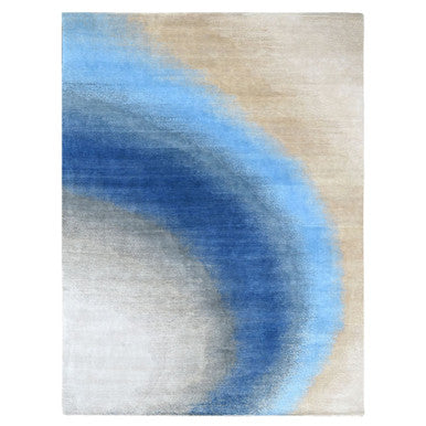 Modern and Contemporary Wool Hand Knotted Rug Blue No Border 9.0X11.10 -O010060