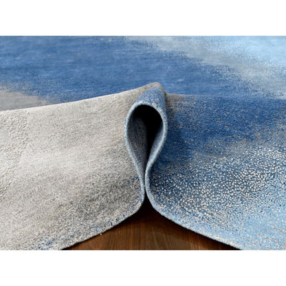 Modern and Contemporary Wool Hand Knotted Rug Blue No Border 9.0X11.10 -O010060