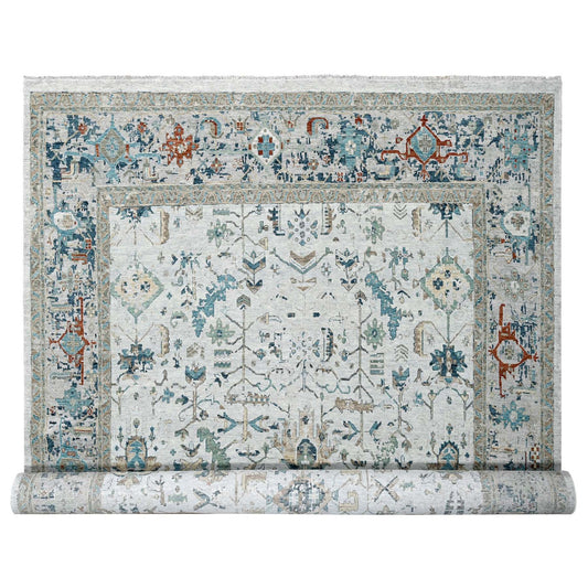 Transitional Wool Hand Knotted Rug Grey Gray 11.10X15.0 -O010061