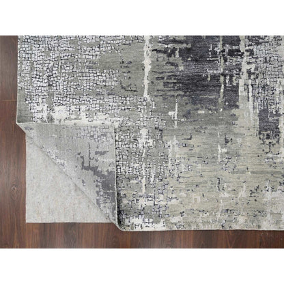 Modern and Contemporary Wool & Silk Hand Knotted Rug Grey No Border 9.1X11.10 -O010063
