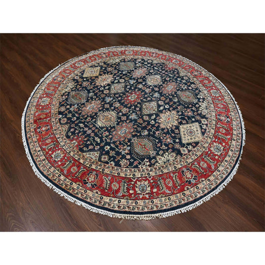 Heriz Wool Hand Knotted Rug Black Red 10.0X10.0 -O010065