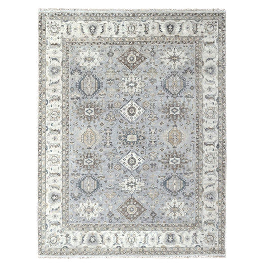 Heriz Wool Hand Knotted Rug Grey Ivory 7.11X10.1 -O010066