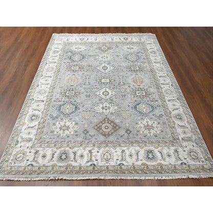 Heriz Wool Hand Knotted Rug Grey Ivory 7.11X10.1 -O010066
