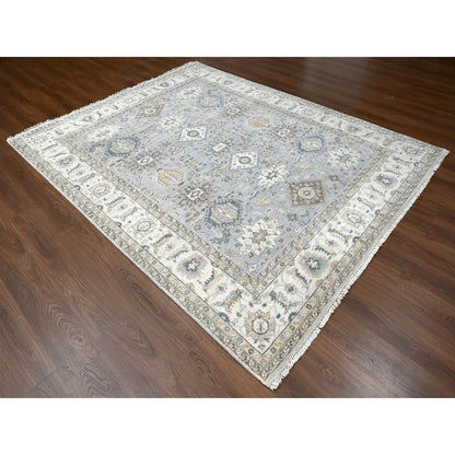 Heriz Wool Hand Knotted Rug Grey Ivory 7.11X10.1 -O010066