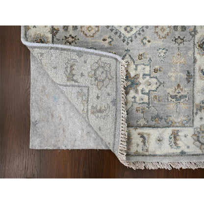 Heriz Wool Hand Knotted Rug Grey Ivory 2.9X14.0 -O010069