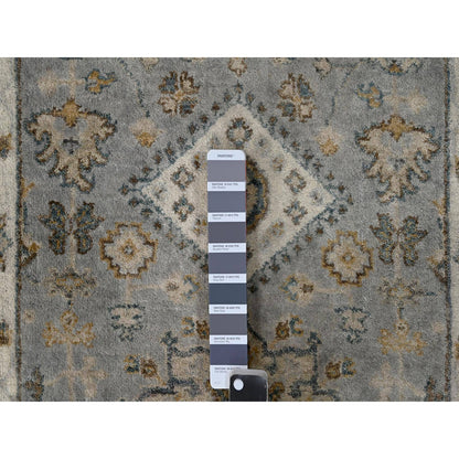 Heriz Wool Hand Knotted Rug Grey Ivory 2.9X14.0 -O010069