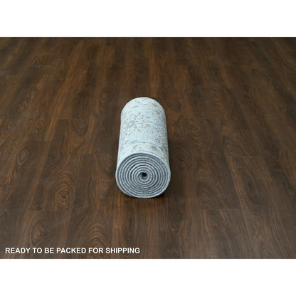 Heriz Wool Hand Knotted Rug Grey Ivory 2.9X14.0 -O010069