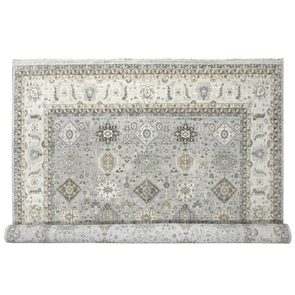 Heriz Wool Hand Knotted Rug Grey Ivory 14.0X17.9 -O010070