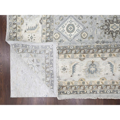 Heriz Wool Hand Knotted Rug Grey Ivory 14.0X17.9 -O010070
