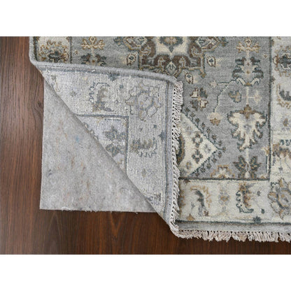 Heriz Wool Hand Knotted Rug Grey Ivory 2.6X11.8 -O010071