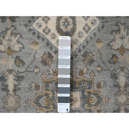 Heriz Wool Hand Knotted Rug Grey Ivory 2.6X11.8 -O010071