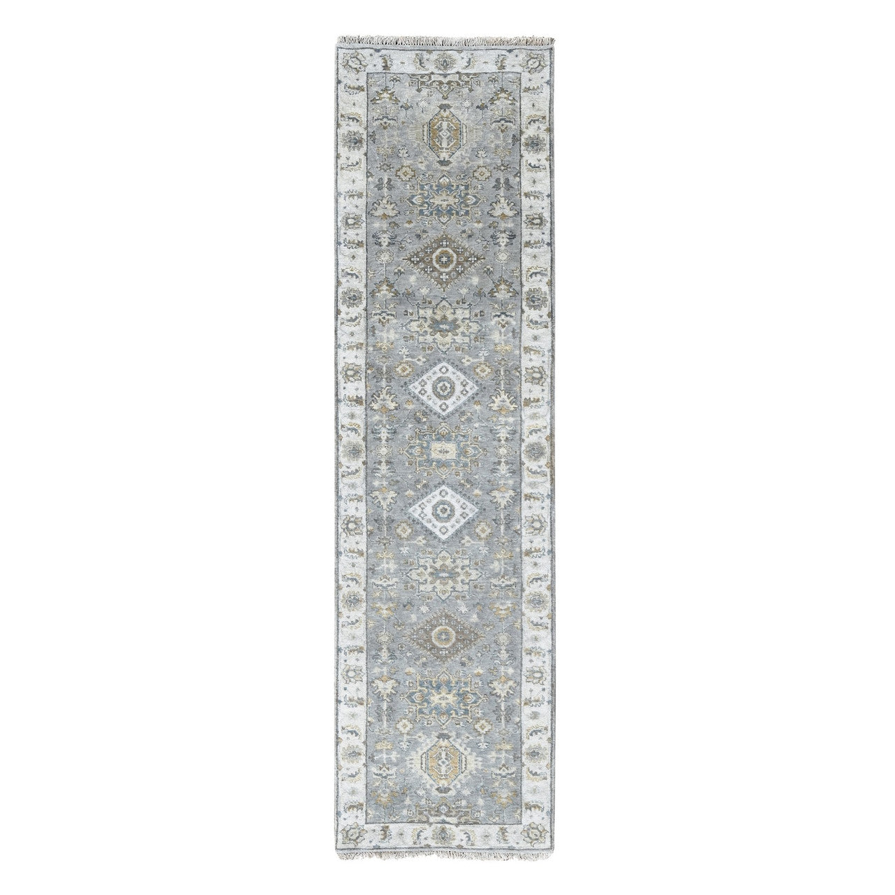 Gray 2'7" x 9'9" Heriz Hand knotted Wool Rug - Sku: O010073