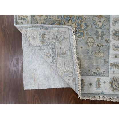 Heriz Wool Hand Knotted Rug Grey Ivory 2.6X18.0 -O010075