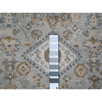 Heriz Wool Hand Knotted Rug Grey Ivory 2.6X18.0 -O010075