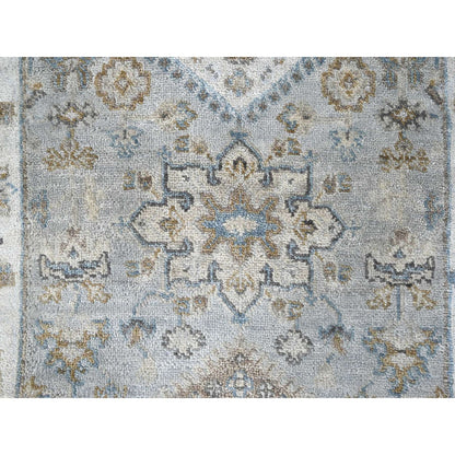 Heriz Wool Hand Knotted Rug Grey Ivory 2.6X18.0 -O010075