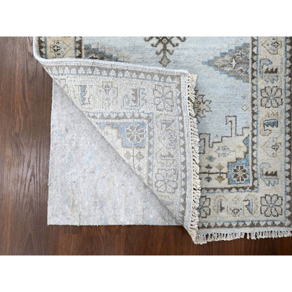 Tribal & Geometric Wool Hand Knotted Rug Grey Ivory 2.9X21.9 -O010077