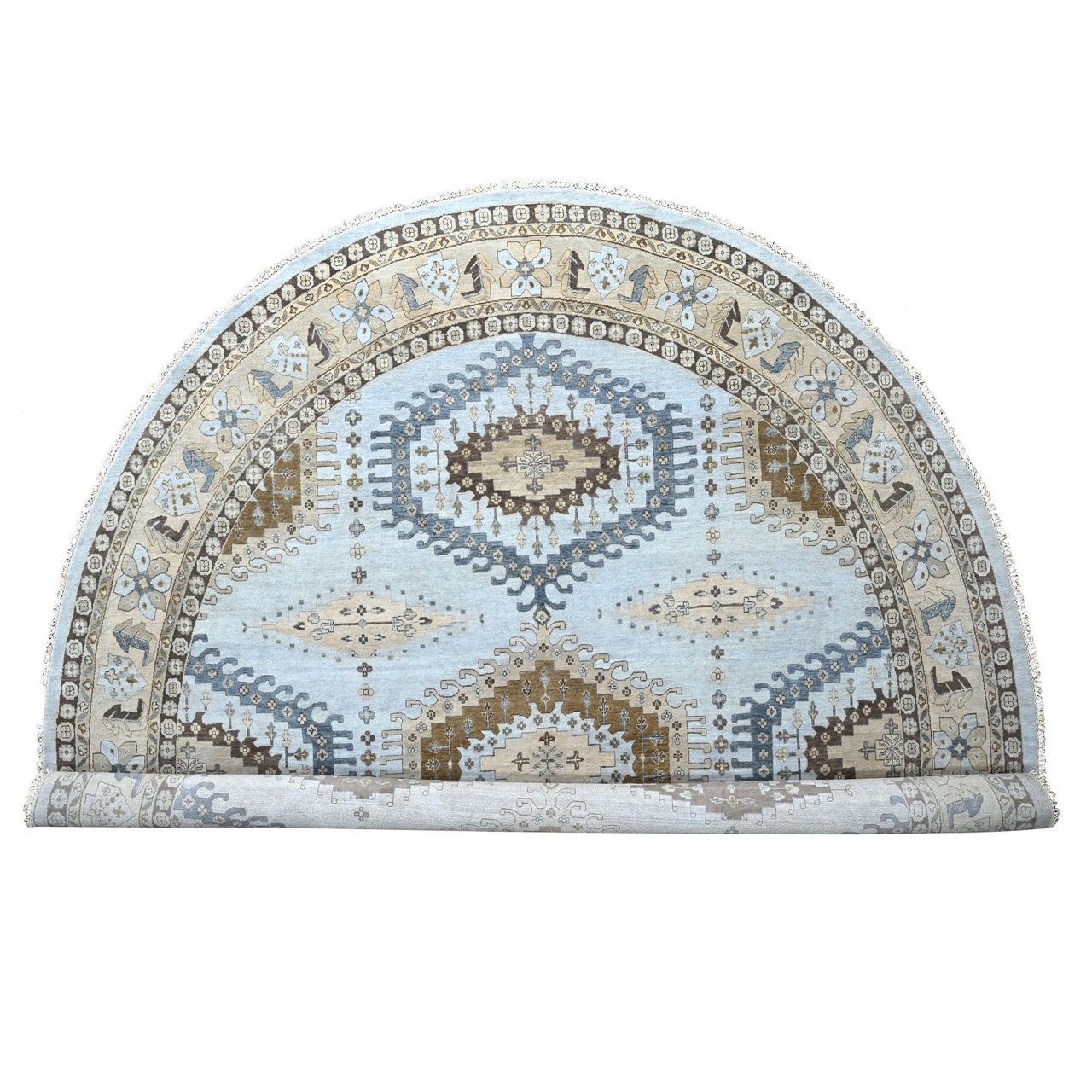 Gray 13'8" x 13'10" Tribal & Geometric Hand knotted Wool Rug - Sku: O010079