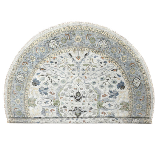 Oushak And Peshawar Wool Hand Knotted Rug Grey Gray 11.9X11.11 -O010080