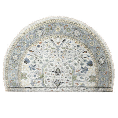 Oushak And Peshawar Wool Hand Knotted Rug Grey Gray 11.9X11.11 -O010080