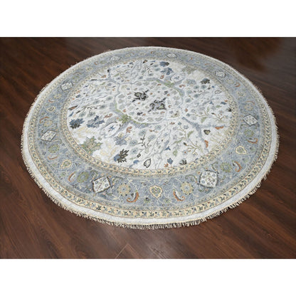 Oushak And Peshawar Wool Hand Knotted Rug Grey Gray 11.9X11.11 -O010080
