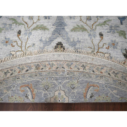 Oushak And Peshawar Wool Hand Knotted Rug Grey Gray 11.9X11.11 -O010080