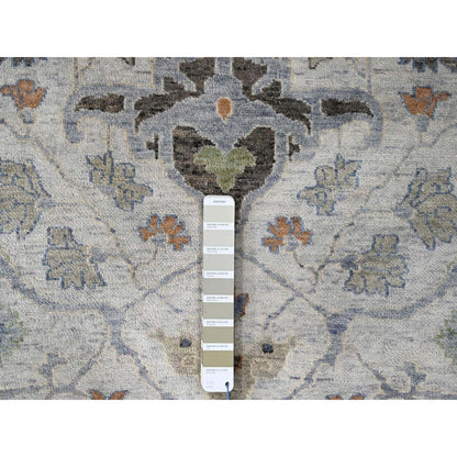 Oushak And Peshawar Wool Hand Knotted Rug Grey Gray 11.9X11.11 -O010080