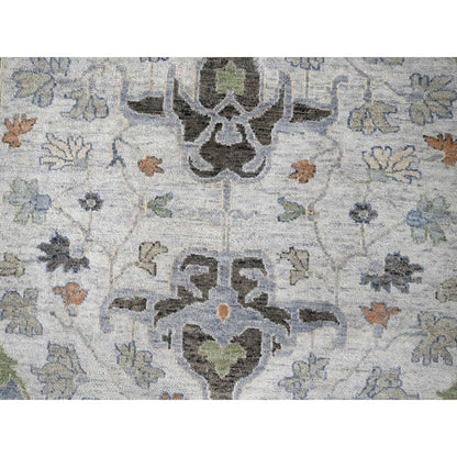 Oushak And Peshawar Wool Hand Knotted Rug Grey Gray 11.9X11.11 -O010080