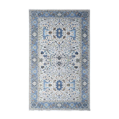 Oushak And Peshawar Wool Hand Knotted Rug Ivory Blueish Gray 8.0X13.9 -O010087