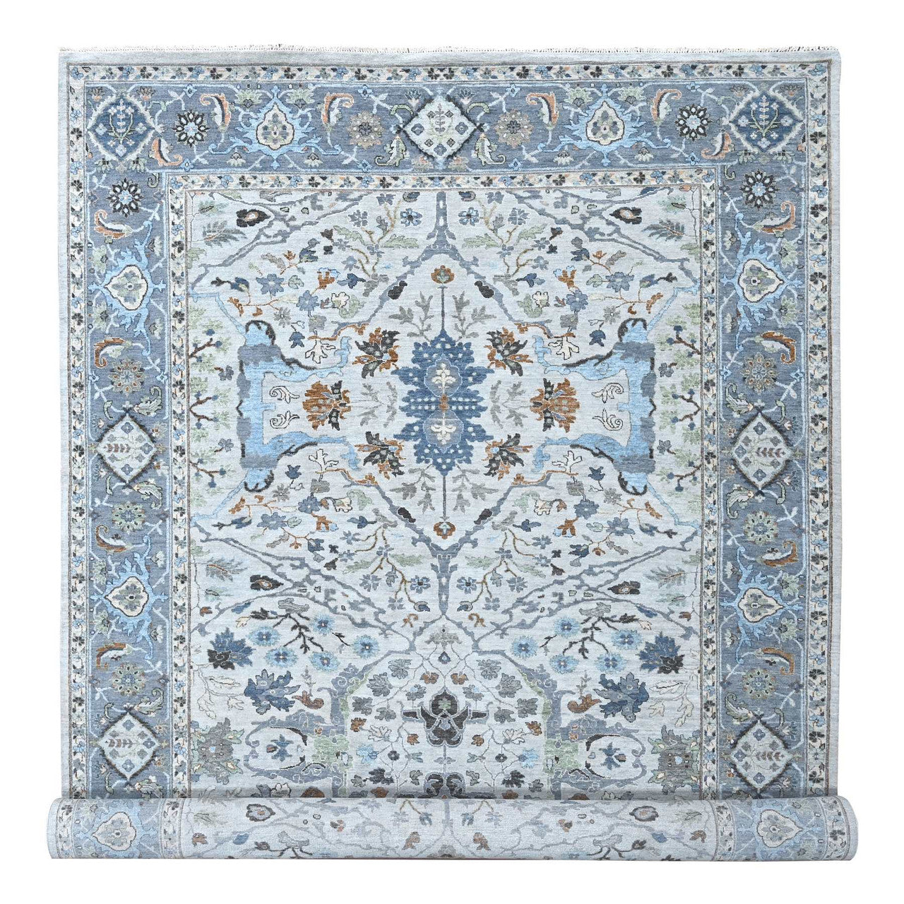 Ivory 8'10" x 16'0" Oushak And Peshawar Hand knotted Wool Rug - Sku: O010092