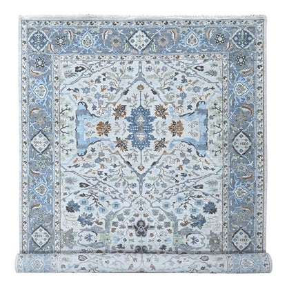 Oushak And Peshawar Wool Hand Knotted Rug Ivory Gray 8.10X16.0 -O010092
