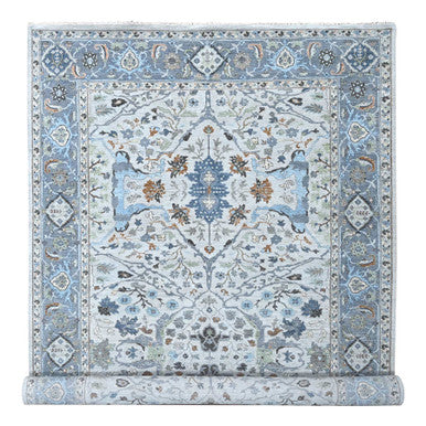 Oushak And Peshawar Wool Hand Knotted Rug Ivory Gray 8.10X16.0 -O010092