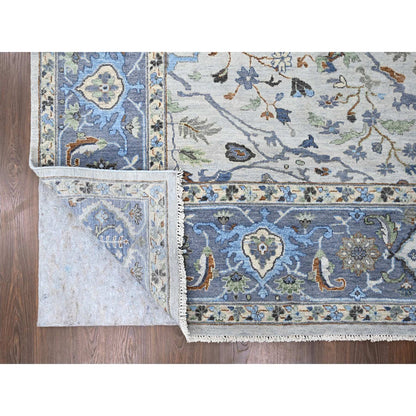 Oushak And Peshawar Wool Hand Knotted Rug Ivory Gray 8.10X16.0 -O010092