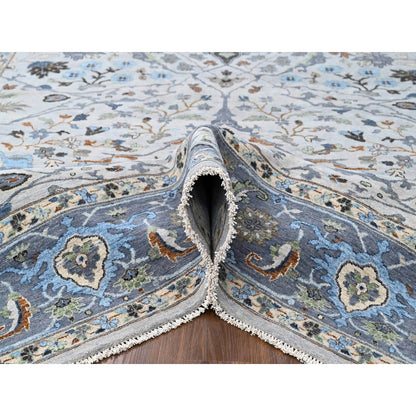 Oushak And Peshawar Wool Hand Knotted Rug Ivory Gray 8.10X16.0 -O010092