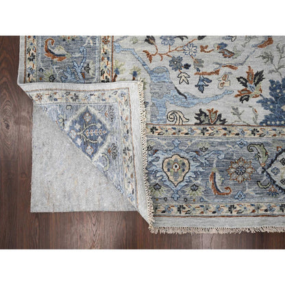 Oushak And Peshawar Wool Hand Knotted Rug Ivory Gray 8.1X9.11 -O010093