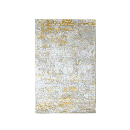 Modern and Contemporary Wool & Silk Hand Knotted Rug Grey No Border 3.0X4.10 -O010095