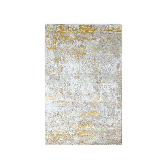 Modern and Contemporary Wool & Silk Hand Knotted Rug Grey No Border 3.0X4.10 -O010095