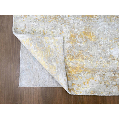 Modern and Contemporary Wool & Silk Hand Knotted Rug Grey No Border 3.0X4.10 -O010095