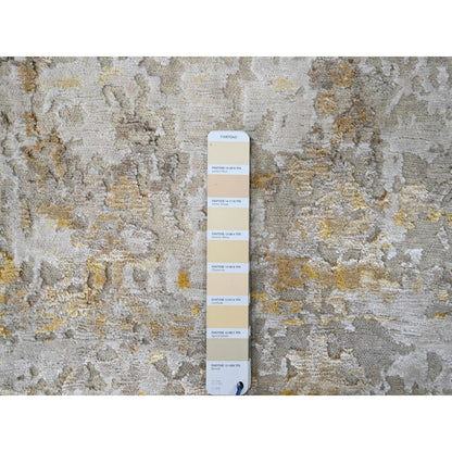 Modern and Contemporary Wool & Silk Hand Knotted Rug Grey No Border 3.0X4.10 -O010095