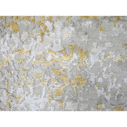 Modern and Contemporary Wool & Silk Hand Knotted Rug Grey No Border 3.0X4.10 -O010095