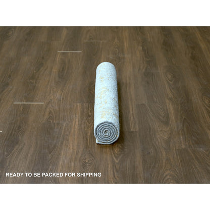 Modern and Contemporary Wool & Silk Hand Knotted Rug Grey No Border 3.0X4.10 -O010095