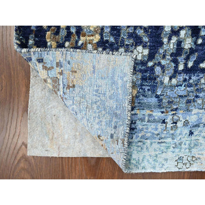 Modern and Contemporary Wool & Silk Hand Knotted Rug Blue 2.0x3.0 -O010099