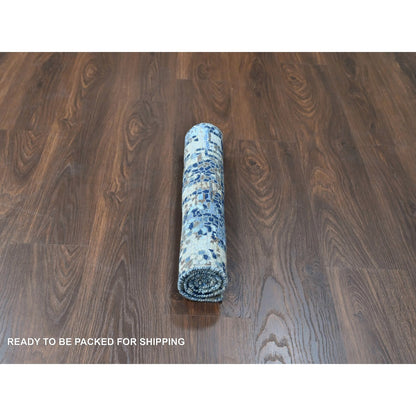 Modern and Contemporary Wool & Silk Hand Knotted Rug Blue 2.0x3.0 -O010099