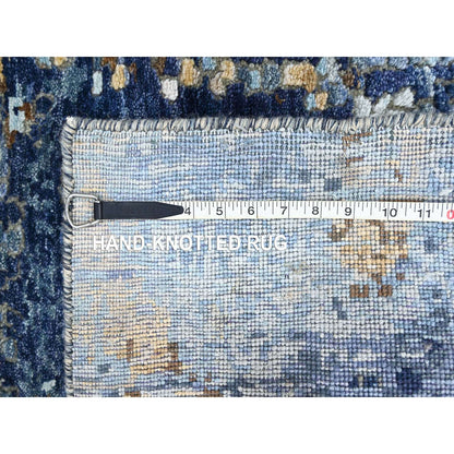 Modern and Contemporary Wool & Silk Hand Knotted Rug Blue 2.0x3.0 -O010099