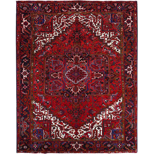 Heriz Wool Hand Knotted Rug Red Red 8.7X10.10 -O0100
