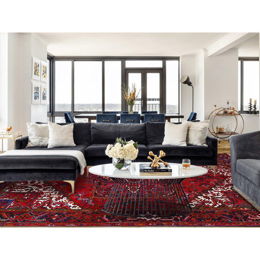 Heriz Wool Hand Knotted Rug Red Red 8.7X10.10 -O0100