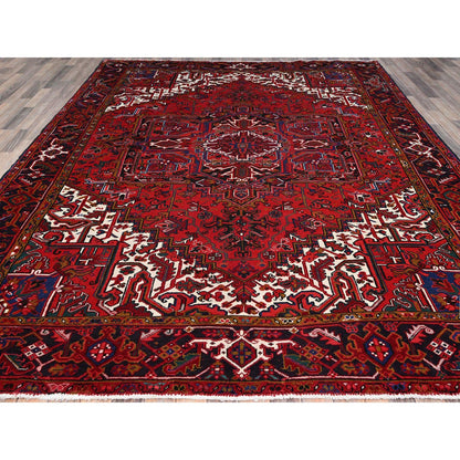 Heriz Wool Hand Knotted Rug Red Red 8.7X10.10 -O0100