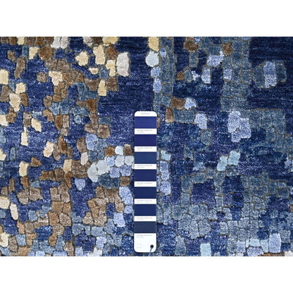 Modern and Contemporary Wool & Silk Hand Knotted Rug Blue 7.9x7.9 -O010100
