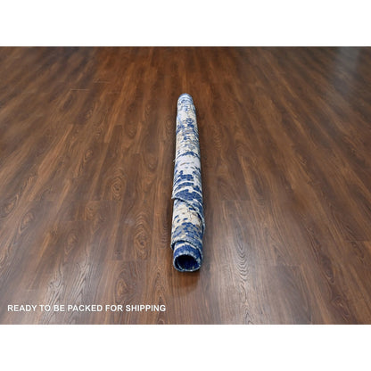 Modern and Contemporary Wool & Silk Hand Knotted Rug Blue 7.9x7.9 -O010100