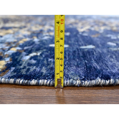 Modern and Contemporary Wool & Silk Hand Knotted Rug Blue 7.9x7.9 -O010100